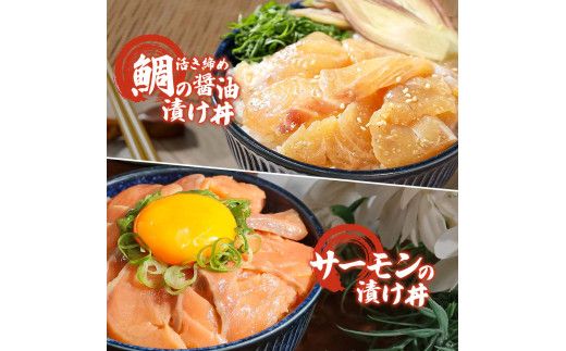訳あり 海鮮漬け丼 タイ3P・サーモン2Pセット 1袋60g 真鯛 タイ サーモン 詰め合わせ お茶漬け 醤油 漬け 食べ比べ おつまみ 惣菜 鯛茶漬け 魚介類 海鮮 新鮮【企業組合　宇佐もん工房】 [BQAB036]