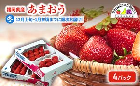 【冬】福岡産あまおう4パック いちご  苺 イチゴ フルーツ 果物 ※配送不可:離島