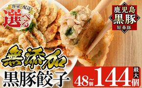 ＜容量・定期便が選べる＞鹿児島黒豚「短鼻豚」無添加餃子セット(48個・96個・3回定期便)【鹿児島ますや】姶良市 ギョーザ 餃子 無添加 惣菜 おかず おつまみ 冷凍 黒豚 国産野菜 ぎょうざ a441 a442 a880