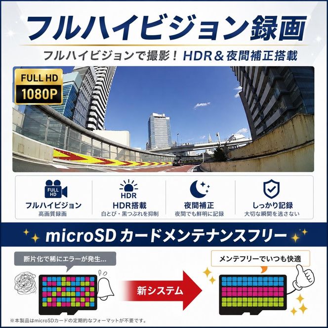ドライブレコーダー セルスター CS-23FH FullHD 200万画素 GPS HDR スーパーキャパシタ microSD メンテナンスフリー コンパクト 一体型 3年保証 ドラレコ 前方カメラ 車載カメラ 超速GPS 録画 安全運転 日本製 三重県 前後録画 前方録画 国産 前後
