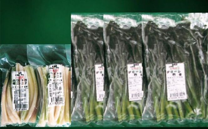 【ハーブとして最適】行者にんにく3袋（葉部・茎部）グリーン行者×2袋 ホワイト行者×1袋【20019】