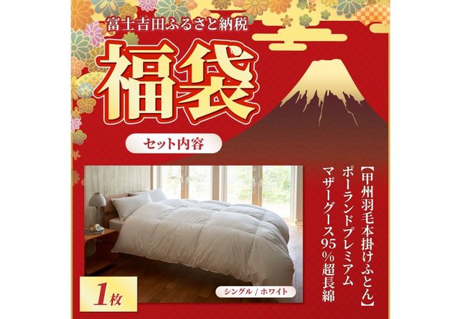 【 福袋 】 甲州羽毛ふとん プレミアムセットC (シングル)   本掛け 掛けふとんカバー まくら ピロケース シングル 寝具 山梨 富士吉田
