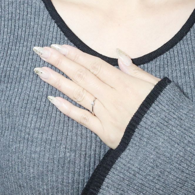 プラチナ ハート枠 0.10ct ダイヤモンドリング　BQ-210