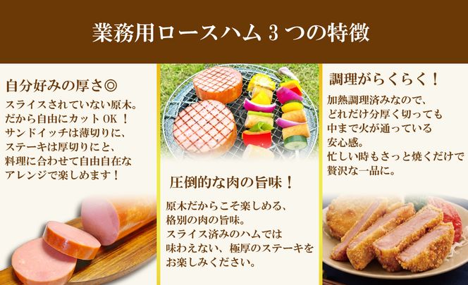ロースハムロングL1.7kg ／ ハム原木 原木ハム 業務用 ハムブロック 原木 BBQ 【946】