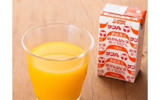 サンAみかんジュース100%　125ml紙パック×24本×2ケース 【 ふるさと納税 飲料 オレンジ ジュース みかん ミカン 温州みかん 紙パック 川南町 国内産 九州 宮崎県 送料無料 】 [C03026]