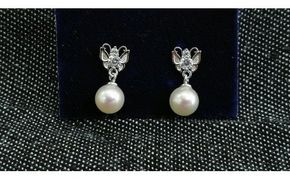 S-26伊勢志摩あこや本真珠イヤリング・ブラ(バタフライ)SV製