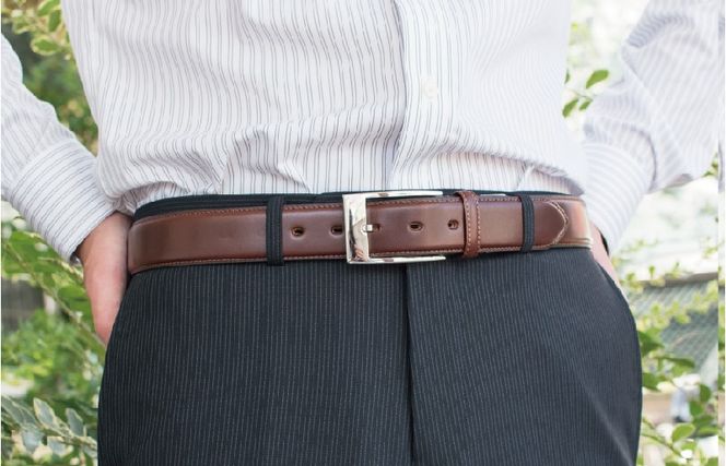 G3120 本革ビジネスベルト35mm幅 ダークブラウン【革ベルト ベルト レザー ビジネス スーツ メンズ 仕事 ファッション 小物 日用品 雑貨】