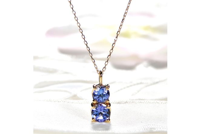 ネックレス K18YG イエローゴールド 大粒 タンザナイト 1.5ct ラウンド ダブルサークル ペンダント【f206-k18yg】 [株式会社オーダーメイドジュエリーメイ 山梨県 韮崎市 20743763] アクセサリー アクセ  ジュエリー レディース