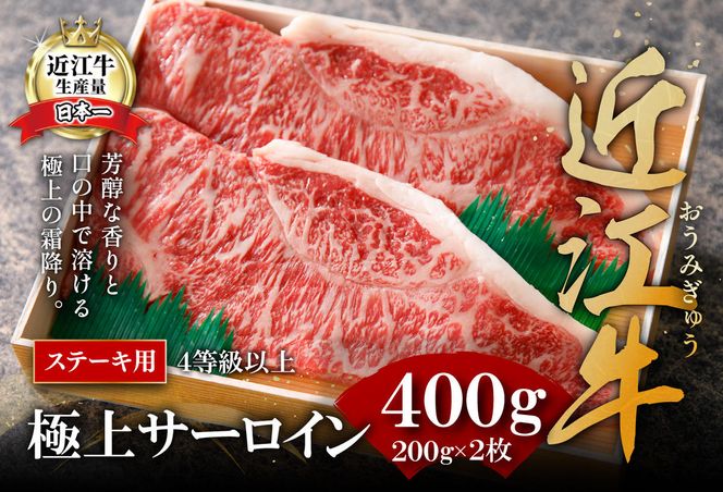 【4等級以上】極上近江牛サーロインステーキ【400ｇ（200ｇ×2枚）】【AG08W】