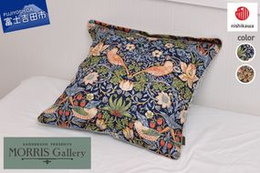 クッションケース モリスギャラリー いちご泥棒 【選べる カラー】 ネイビー ブラウン  クッションカバー  45×45cm 綿100％ ウィリアム モリス 山梨 富士吉田