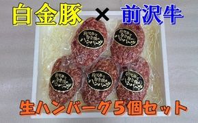 白金豚 × 前沢牛の生ハンバーグ　５個入 【346】