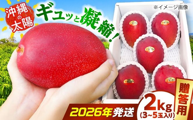 【2026年7月上旬より順次発送】【贈答用】沖縄市産マンゴー「太陽のめぐみ」 2kg(3〜5玉) (化粧箱入り) 南国フルーツ 産地直送 新鮮 沖縄県産 ギフト 沖縄市 / 比嘉マンゴー園[BCEW002]