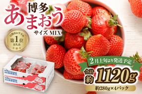 ＪＡよりお届け！「博多あまおう」約275ｇ×４パック_HA0433