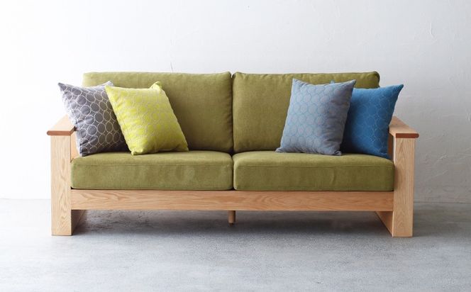 クッション おしゃれ タンバリン グレー(ブルー) 正方形 約 45 × 45cm ミナペルホネン dop tambourine 生地 刺繍 ソファ 家具 インテリア 秋山木工 秋山木工株式会社 静岡県 藤枝市