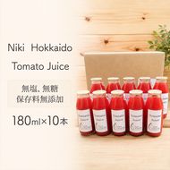 2026年発送 ミニトマト ジュース (北海道 仁木町産 ミニトマト[エコスイート]100％) 180ml×10本 無塩・無糖・保存料無添加【栽培期間中 農薬・化学肥料不使用 】 野菜飲料 [Farm Watanabe]