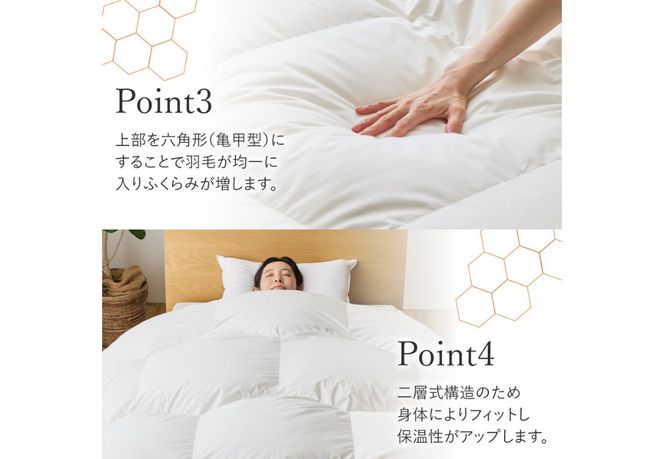 【甲州羽毛ふとん】限定品 亀甲二層式ポーランドホワイトマザーグースダウン95％ ホワイト【選べるサイズ】シングル ダブル 羽毛布団 掛け布団 本掛け プレミアムゴールド 掛けふとんカバー付 回収キット付 綿100％ 寝具 山梨 富士吉田