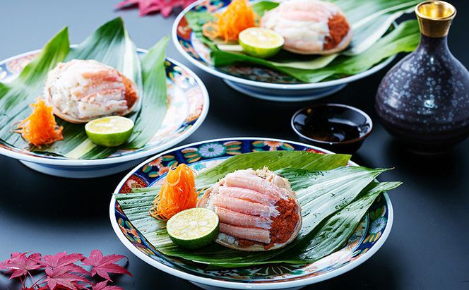 【配送日指定可】【数量限定】夫婦蟹 甲羅盛セット 松葉蟹 ほぐし身（特々特大）※活き蟹（1,200g級）とコッペがに（中サイズ3個） myz05 myz11 myz16