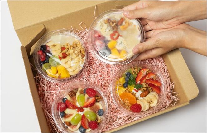 G2957 季節のフルーツのグリークヨーグルト 2個＆アサイーボウル 2個 定期便 6回 6か月【2か月に1回配送コース】