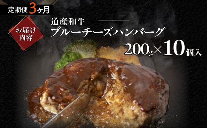 【3ヶ月定期便】道産和牛ブルーチーズハンバーグ（200g）10個入り MROA192