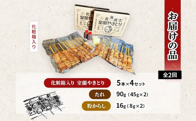 【定期便】伊勢広 室蘭やきとりセット20本 全2回 MROAN010