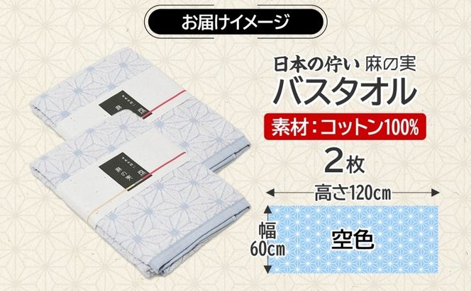 099H4330 日本の佇い 麻の実 バスタオル 空色 2枚セット