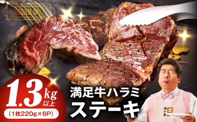 099H4187 【満足牛ハラミステーキ】オリジナルスパイス仕込み 1枚220g×6P 合計1.32kg 【味付け ハラミ 小分け 焼くだけ 簡単調理 BBQ 牛肉 普段使い】
