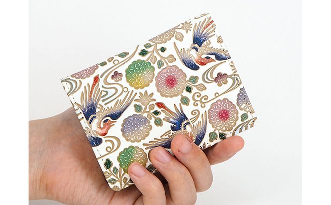 【文庫屋大関】箱まち小銭入れ　花鳥【皮革工芸品】 ファッション小物 財布 民芸品 