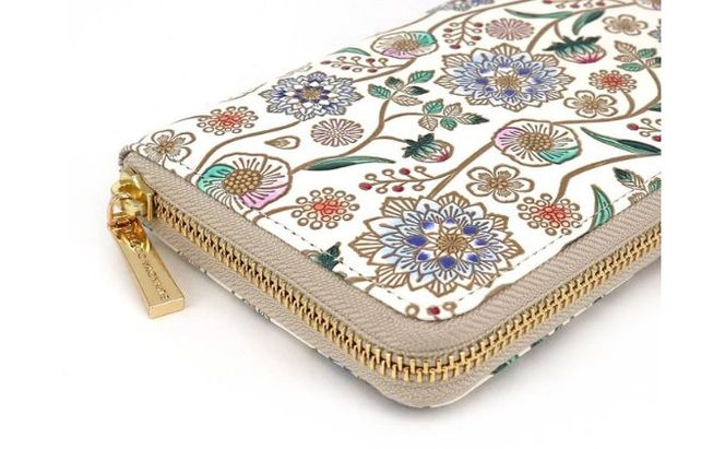 【文庫屋大関】 大容量　ぐるっとファスナーの長財布　ダリア＜コバルトブルー＞【皮革工芸品】 ファッション小物 民芸品 