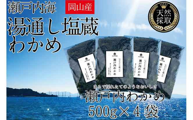 湯通し塩蔵 瀬戸内 わかめ 500g×4袋【岡山 瀬戸内海 天然 塩蔵】 [№5735-1282]
