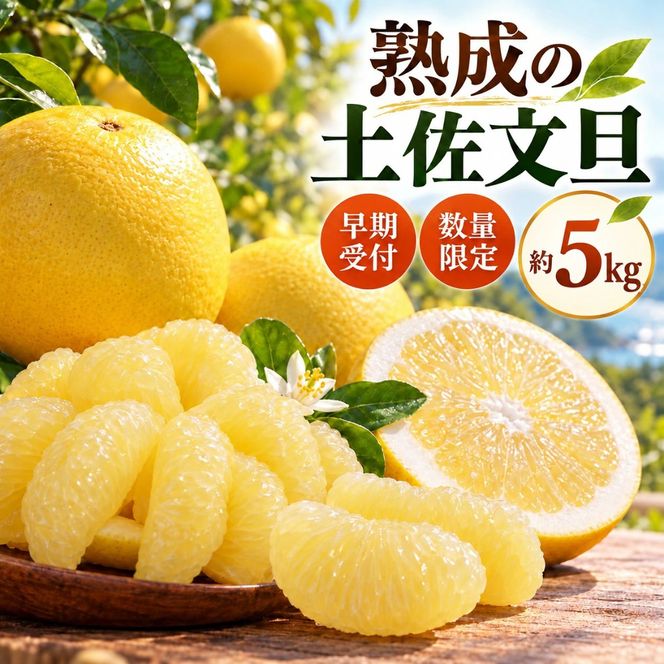【早期受付・数量限定】熟成の土佐文旦5kg 家庭用 予約 先行受付 大人気 リピーター フルーツ 果物 旬 文旦 ぶんたん ブンタン 土佐文旦 柑橘 オススメ 四万十 しまんと 高知 産地直送 農家直送 【2月下旬より発送】39210-160-0006
