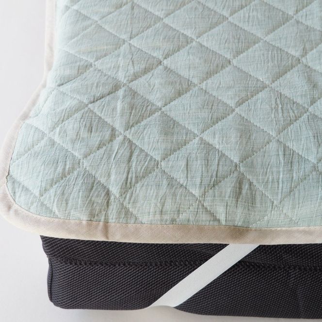 【グリーン】敷きパッド 洗える近江ちぢみ本麻敷きパッド シングル（100×200cm） 春/夏/秋/冬 ＜亀屋寝装センター＞《寝具 布団 ベッド ベッドパッド 敷きパッド 麻 近江ちぢみ》