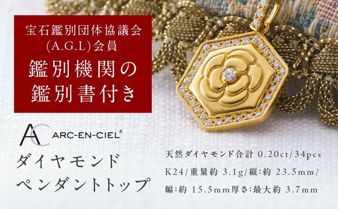 TUC0023-1 【高島屋選定品】純金(K24) ダイヤモンド ペンダントトップ (ダイヤ合計0.20ct)