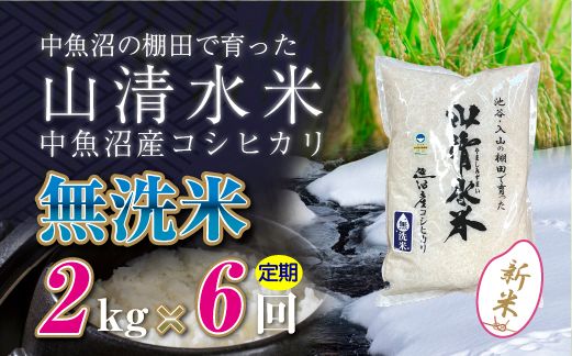 【令和8年産 新米】 【定期便／全6回】無洗米2kg　新潟県魚沼産コシヒカリ「山清水米」十日町市 米