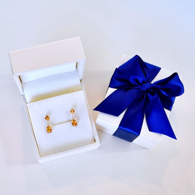 K10YG(10金) イエローゴールド 揺れる シトリン アンティーク ピアス 保証書付 SR-2261 242-050-b