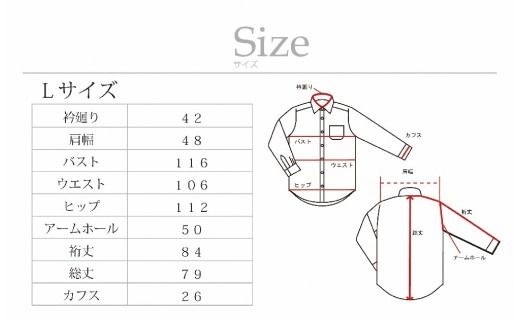 【国内縫製】オーダーシャツ工場で作る綿100％メンズ用ドレスシャツ「Lサイズ」衿型ワイドカラー（ホリゾンタル） 1080045