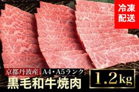 訳あり 京都産黒毛和牛(A4,A5) 焼肉 用 1.2kg(通常1kg+200g) 京の肉 ひら山 厳選 ≪牛肉 和牛 国産 丹波産 冷凍 ふるさと納税牛肉≫亀岡市