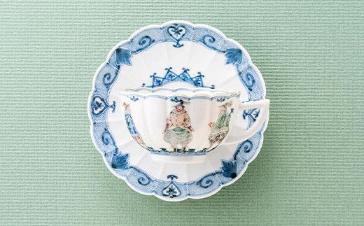 加賀九谷焼〈山本長左〉カップソーサー　異邦人【高島屋選定品】[60C0644] F6P-3202