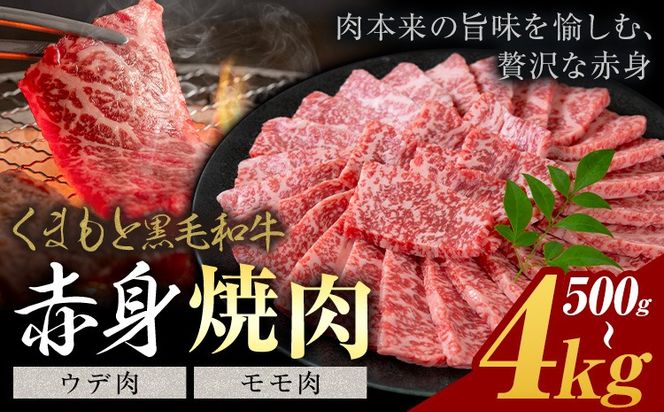 黒毛和牛 赤身 ウデモモ 焼肉  500g 1kg 2kg 4kg《30営業日以内に出荷予定(土日祝除く)》熊本県 氷川町 牛 牛肉 和牛 ブランド牛---hkw_26_lcl_407_500g---