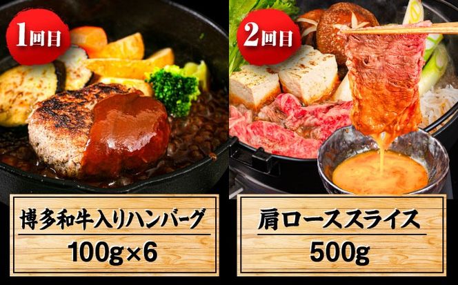 【全6回定期便】 博多和牛が 毎月2人前 届く！ 月替わり お楽しみ 定期便 （ハンバーグ / 肩ロース スライス / サーロイン ステーキ / カルビ / モモブロック / ヒレ ステーキ）  糸島市 / 幸栄物産 牛肉 セット 焼肉 すき焼き[ABH049]