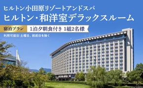 【チケット有効期限延長！】ヒルトン・和洋室デラックスルーム　1 泊夕朝食付き＜1組2名様＞【オーシャンビュー フィットネス 天然温泉大浴場 バーデゾーン 朝食ビュッフェ 都心から１時間のリゾート ファミリーステイ可能 ヒルトン 神奈川県 小田原市 】 142069_BG005