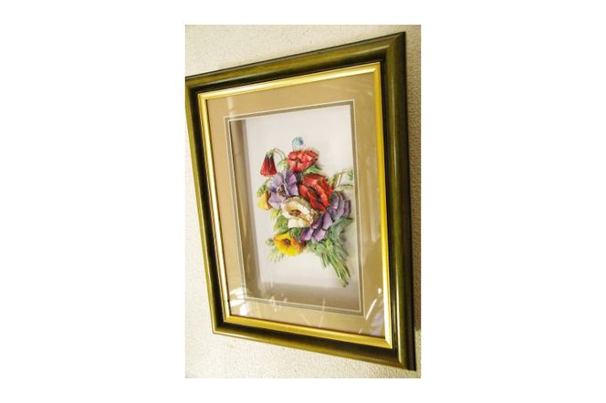 ３D作品【インテリア オブジェ 壁掛け 花】(BS203)