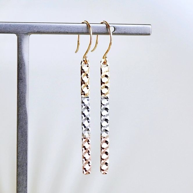 Pt900/K18YG/PG 3カラー 地金 ピアス フック式 保証書付 NO-1974 SWAD072