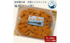 ＜先行受付＞＜27年1月～6月内発送＞天然 エゾバフンうに （中）塩水うに 100g （100g×1枚）ミョウバン不使用 北海道産 知床羅臼産 016942_BY003