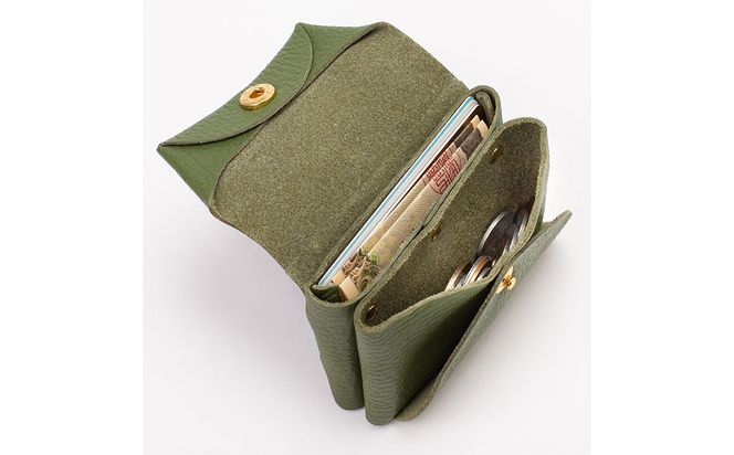 豊岡工房 牛革 縫わない財布（4231）オリーブ / ミニ財布 コンパクトサイズ 丈夫 耐久性 柔らかい シュリンク牛革 メンズ レディース 財布 さいふ サイフ 国産 日本製 小田清株式会社