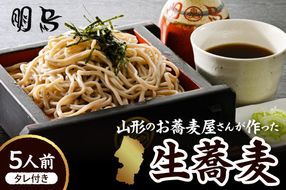 山形のお蕎麦屋さんが作った生蕎麦5人前（タレ付き）山形県 東根市 そば hi078-002