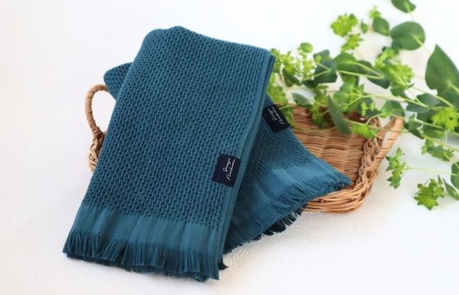 G1924 【速乾・軽量】牛乳パックからできたフェイスタオル2枚（マリンブルー）