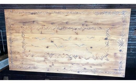 石材プロの作品 「 草原と鳥影 」 ( テーブル ) 家具 アート 一点もの 一点モノ テーブル オブジェ 壁かけ 作品 ハンドメイド 手作り 職人 完成品 国産 木材 石材 金属 おしゃれ アンティーク調 食卓 [DZ006ci]