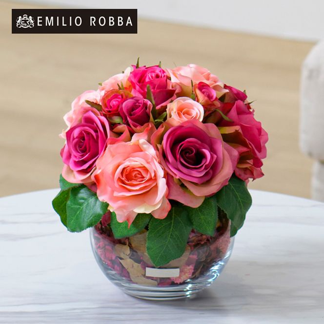【母の日専用】アートフラワー エミリオ・ロバ　ローズポプリアレンジ M-p 母の日 ギフト 造花 プレゼント