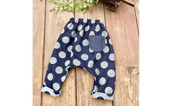 「大きなドット」児島デニムのサルエルパンツ（約90センチ） ファッション 子供服 キッズ 