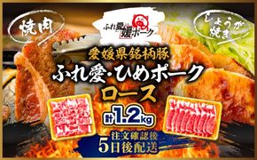 ふれ愛・媛ポーク 豚ロース 1.2kg 焼肉用・生姜焼き用 各600g｜ 愛媛県産 ブランド豚 冷凍 BBQ 子ども にも人気 豚肉 豚 butaniku ロース 料理 やきにく しょうがやき 20,000円 愛媛県 鬼北町